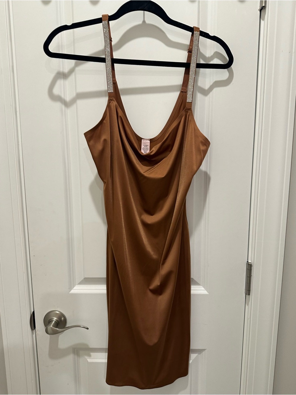 Victoria's Secret Copper Satin Cowl Slip with Rhinestone Straps